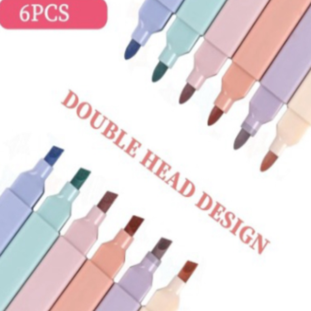 6pc Cute Highlighter Pen Set – Pastel Highlighters for Study, School & Office (Inclusive of all taxes)