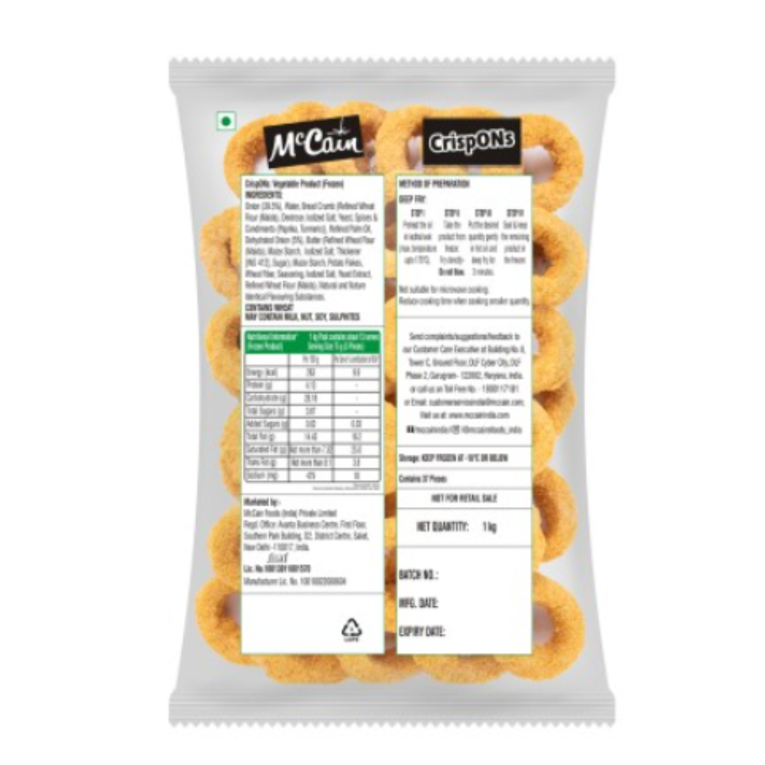 McCain - CrispOns (Onion Rings), 1 Kg X 2 Pack (Inclusive of all taxes)