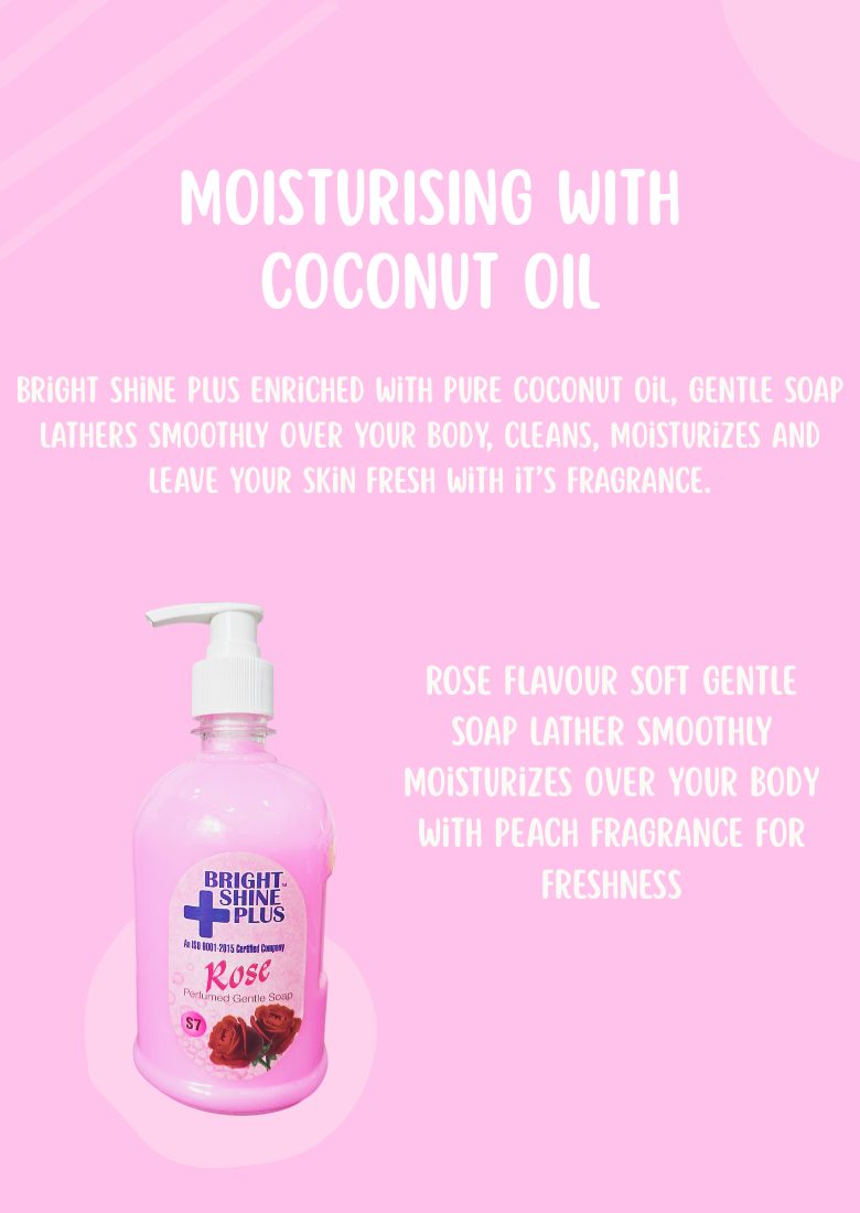 Bright Shine Hand Wash Liquid 500ml – Rose Fresh | Gentle on Hands, Removes Germs & Dirt