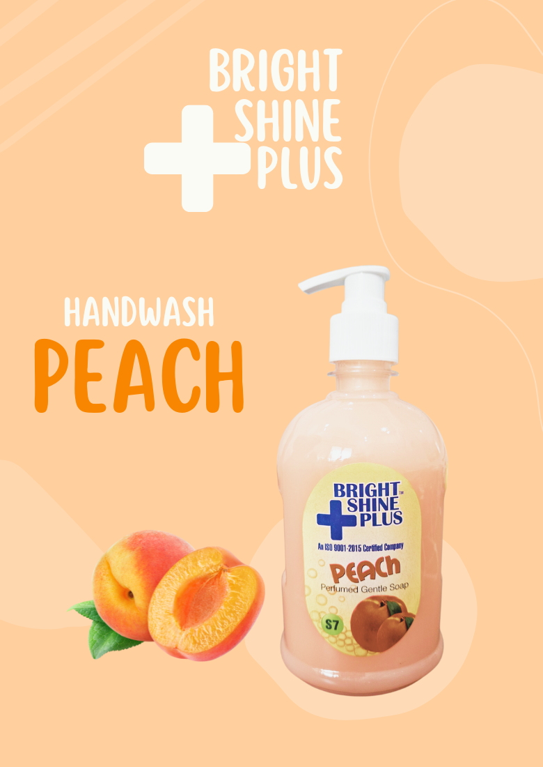 Bright Shine Hand Wash Liquid 500ml – Peach Fresh | Gentle on Hands, Removes Germs & Dirt