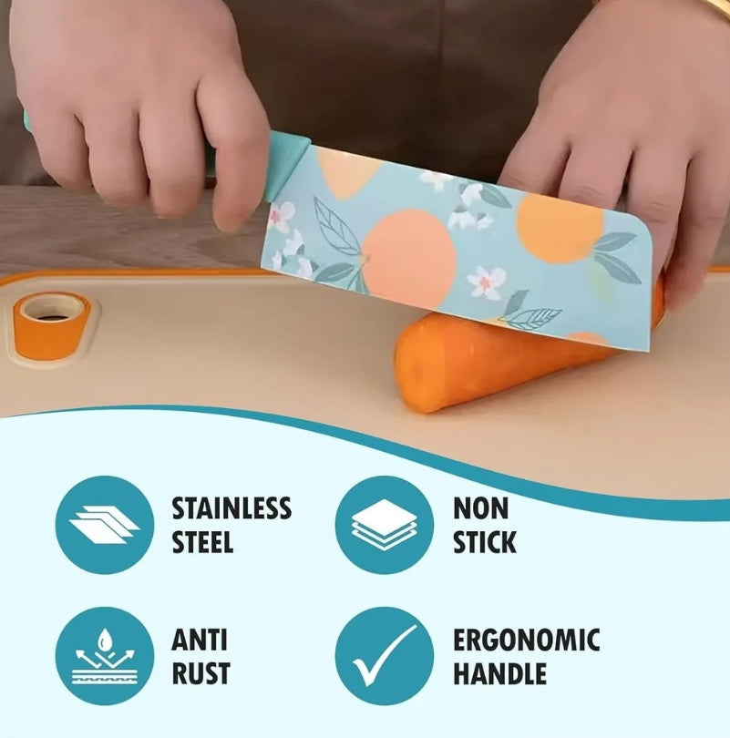 3-Piece Kitchen Knife Set – Stainless Steel Sharp Chef Knives with Food-Grade Coating (Color Random)