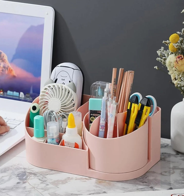 Makeup Organizer with 360-Degree Rotating Desktop Pencil Holder