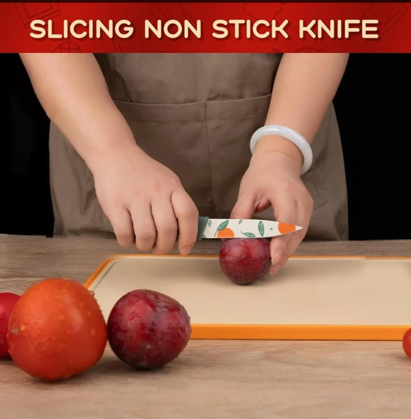 3-Piece Kitchen Knife Set – Stainless Steel Sharp Chef Knives with Food-Grade Coating (Color Random)