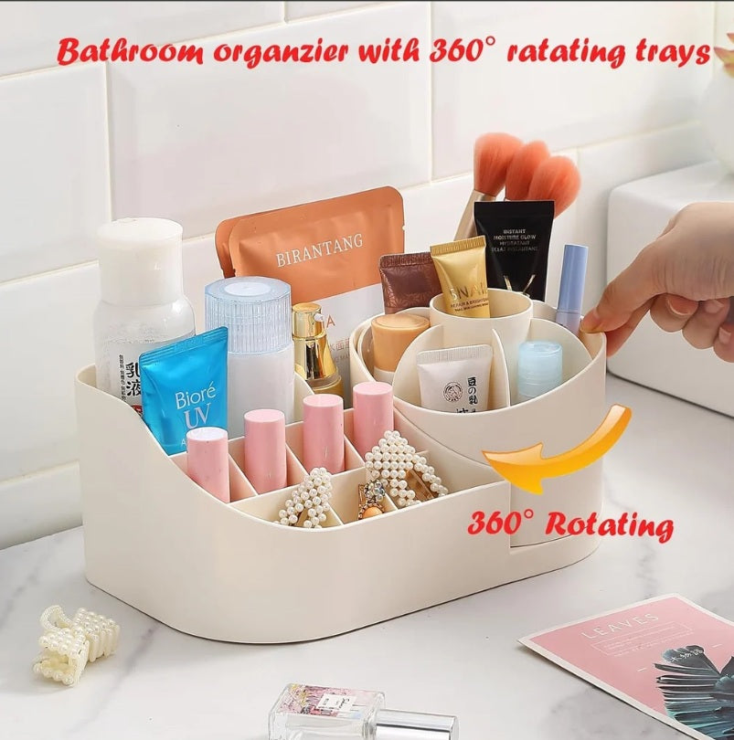 Makeup Organizer with 360-Degree Rotating Desktop Pencil Holder