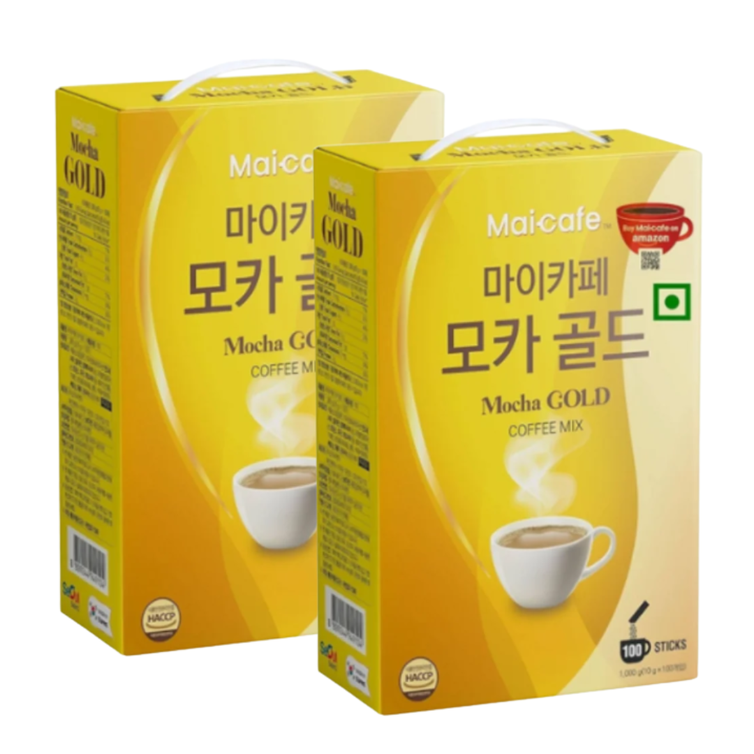 Maicafe Mocha Gold Korean Instant Coffee Mix (12g x 100 Sticks) X 2 (Inclusive of all taxes)