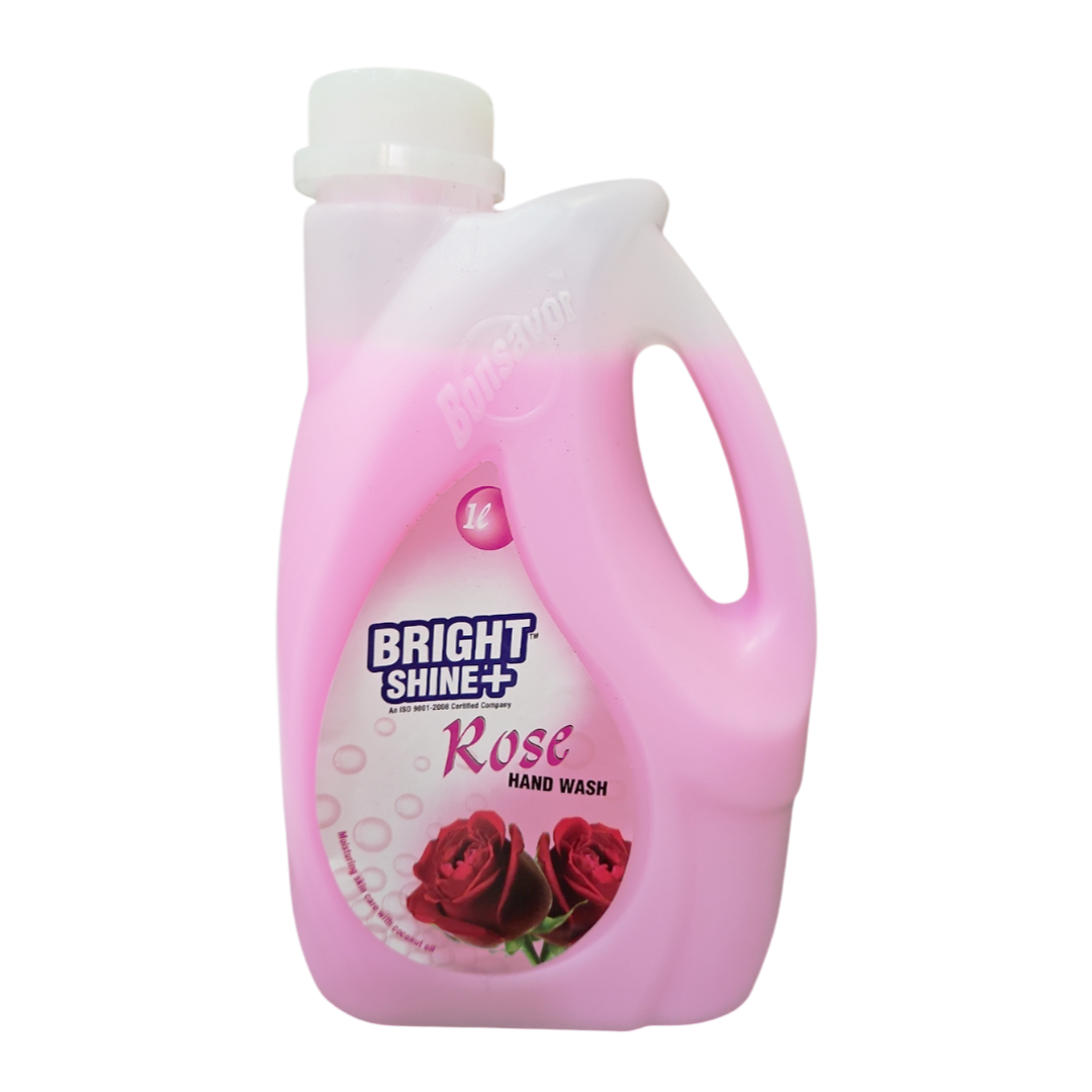 Bright Shine Hand Wash Liquid 500ml/1L – Rose Fresh | Gentle on Hands, Removes Germs & Dirt (Inclusive of all taxes)
