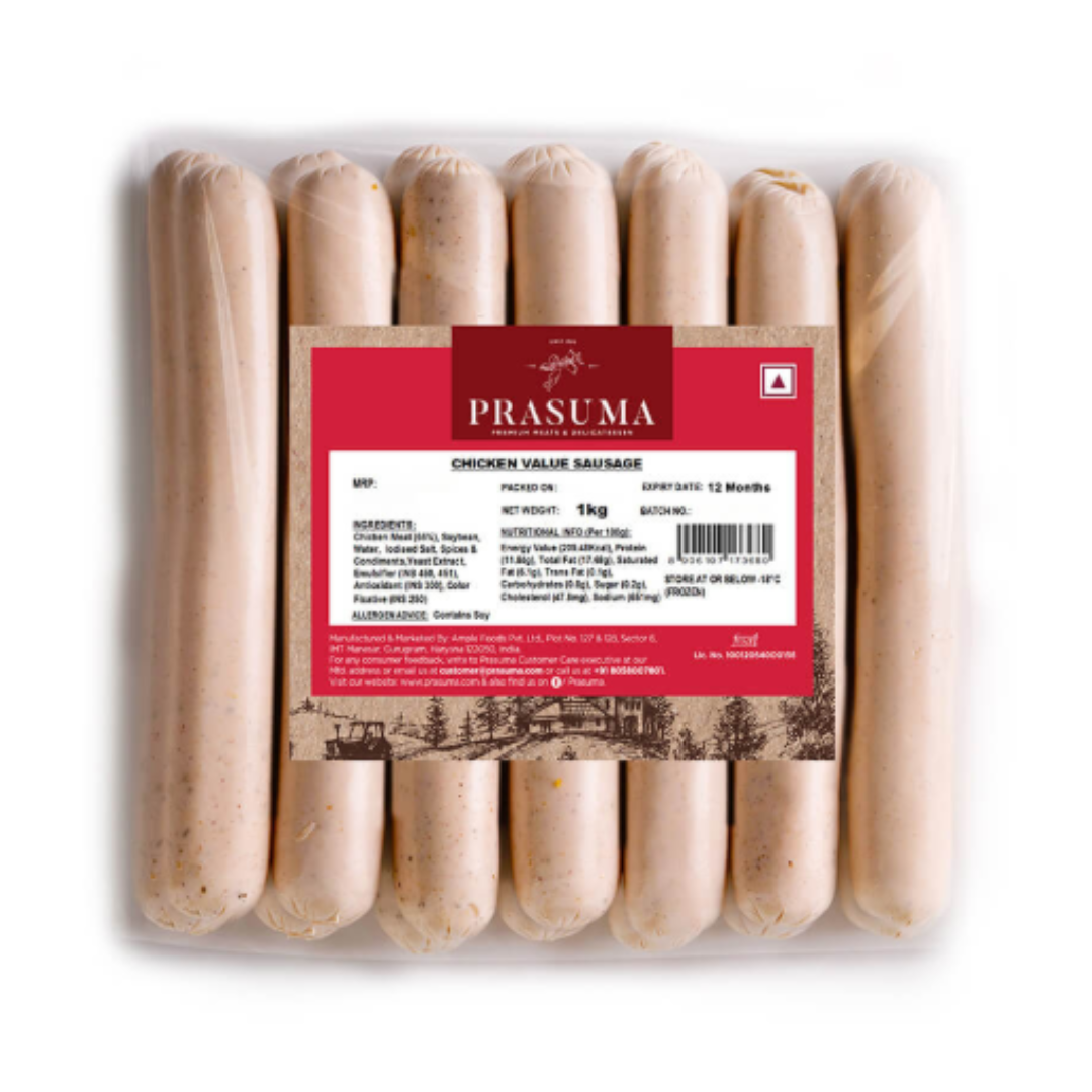 Prasuma - Chicken Value Sausage, 1 Kg (Approx 32 Pieces) (Frozen) (Inclusive of all taxes)