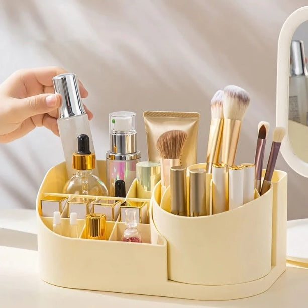 Makeup Organizer with 360-Degree Rotating Desktop Pencil Holder