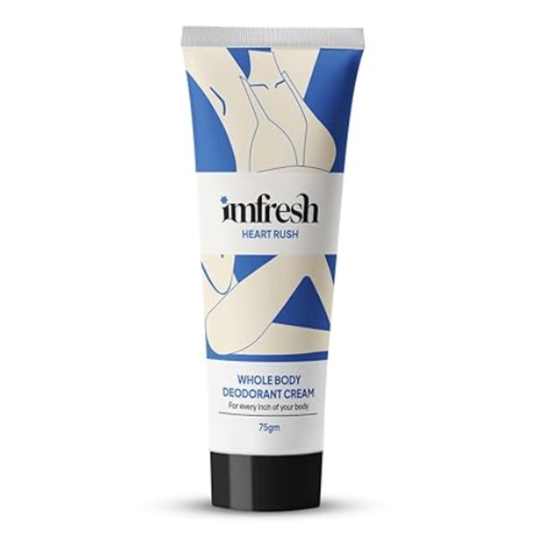 imfresh Heartrush / Deodorant Cream For Whole body / Long Lasting Odour Control / Helps in brightening underarms / Alcohol-Free / No Aluminium/No Parabens 75gm (Inclusive of all taxes)