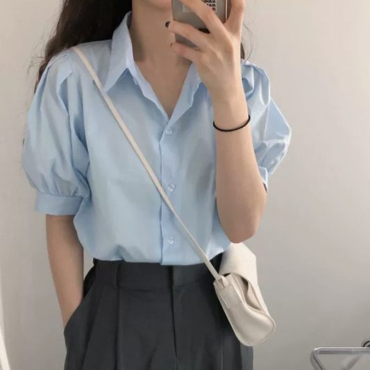 Summer puff sleeve blouse with ruffle collar N.3 (Inclusive of all taxes)