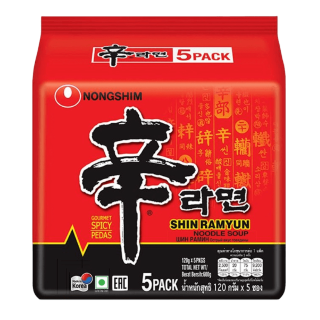 Nongshim - Shin Ramyun Noodle Soup, 600 gm (120 gm x 5) (Inclusive of all taxes)