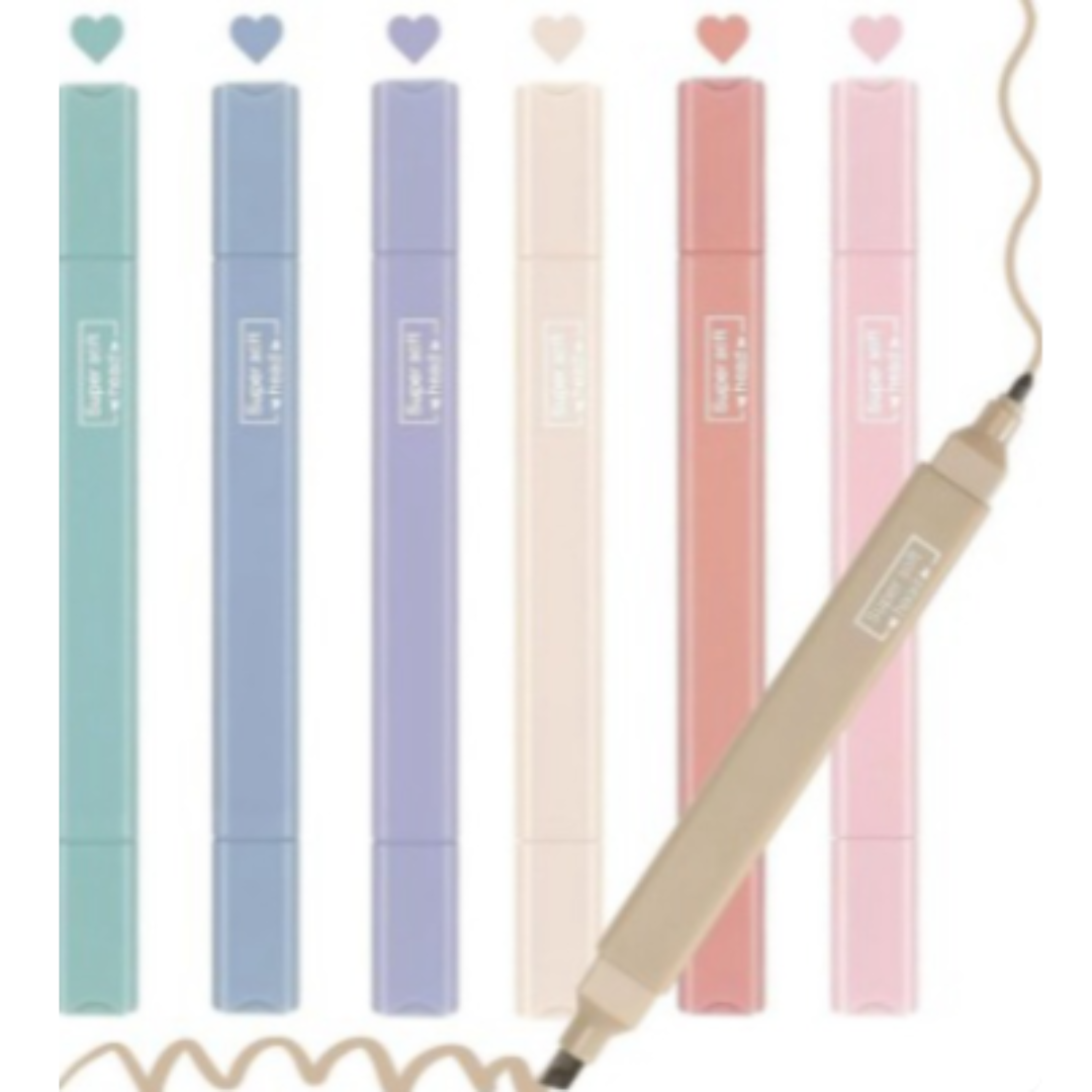 6pc Cute Highlighter Pen Set – Pastel Highlighters for Study, School & Office (Inclusive of all taxes)