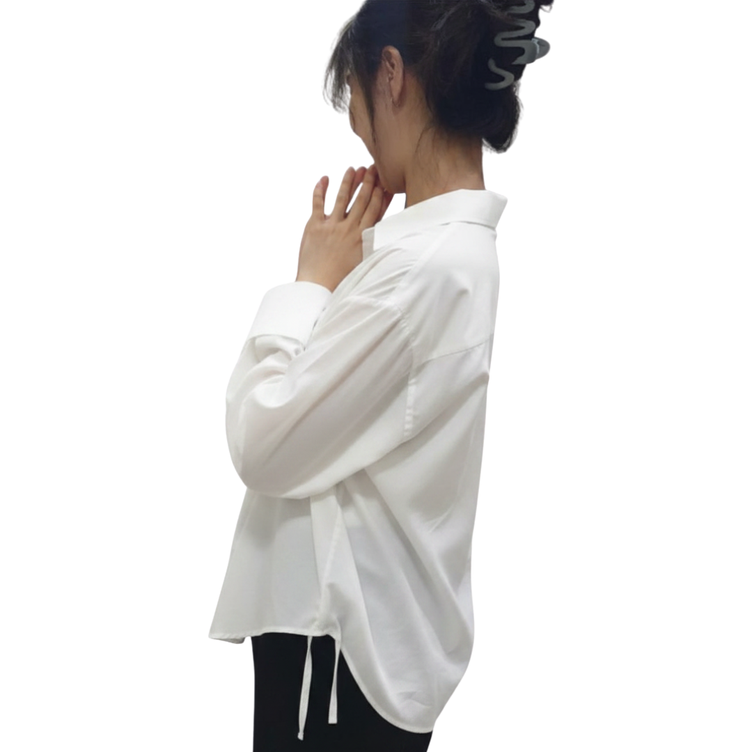 Korean Style Striped Asymmetrical Blouse for Women XL white N.12 (Inclusive of all taxes)