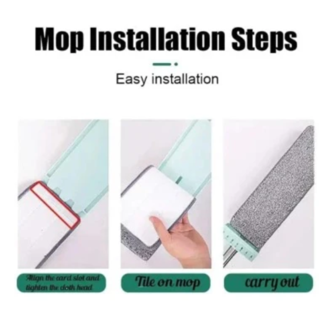 Flat Mop for Floor Cleaning – 360° Magic Slider Microfiber Squeeze Mop with Hands-Free Self-Wringing & 1 Refill Included