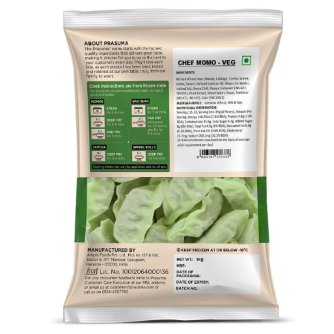 Prasuma - Chef Momo Veg, 20 gm/pc (47 Pieces) x 2 Pack (Frozen) (Inclusive of all taxes)