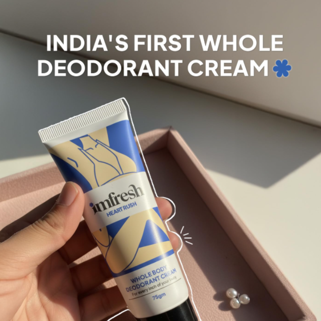 imfresh Heartrush / Deodorant Cream For Whole body / Long Lasting Odour Control / Helps in brightening underarms / Alcohol-Free / No Aluminium/No Parabens 75gm (Inclusive of all taxes)