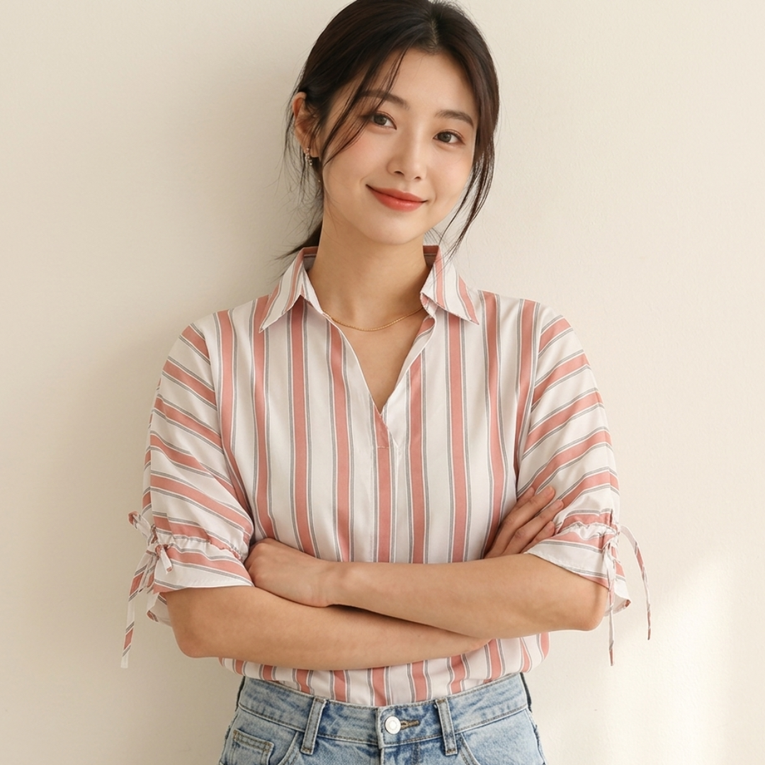 Korean Style Striped Blouse for Women N.13 (Inclusive of all taxes)