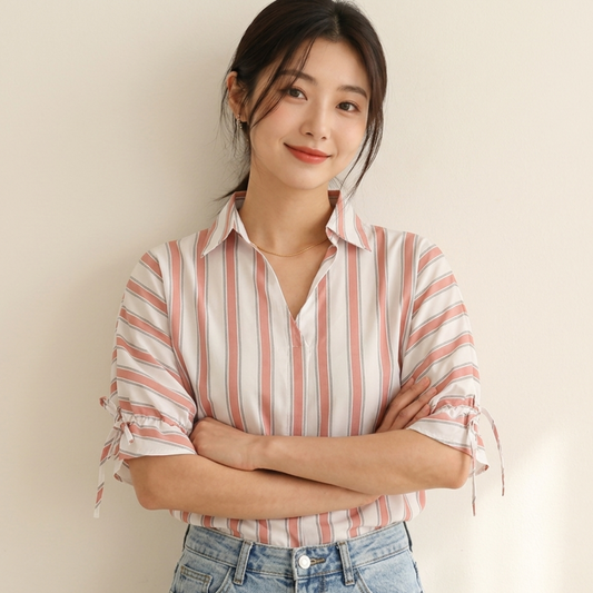 Korean Style Striped Blouse for Women N.13 (Inclusive of all taxes)