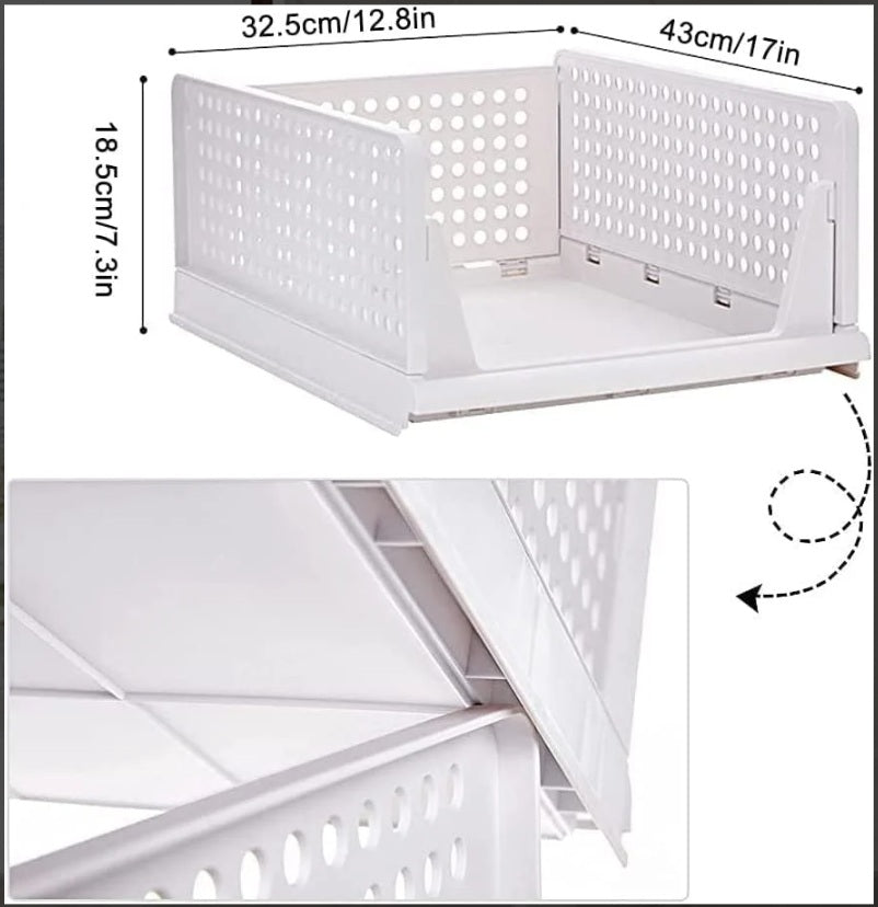 Set of 3, Stackable Wardrobe Organizer for Storage/Foldable Cupboard Organizer for Clothes(White)