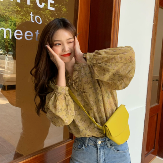 Elegant floral chiffon blouse N.24 (Inclusive of all taxes)