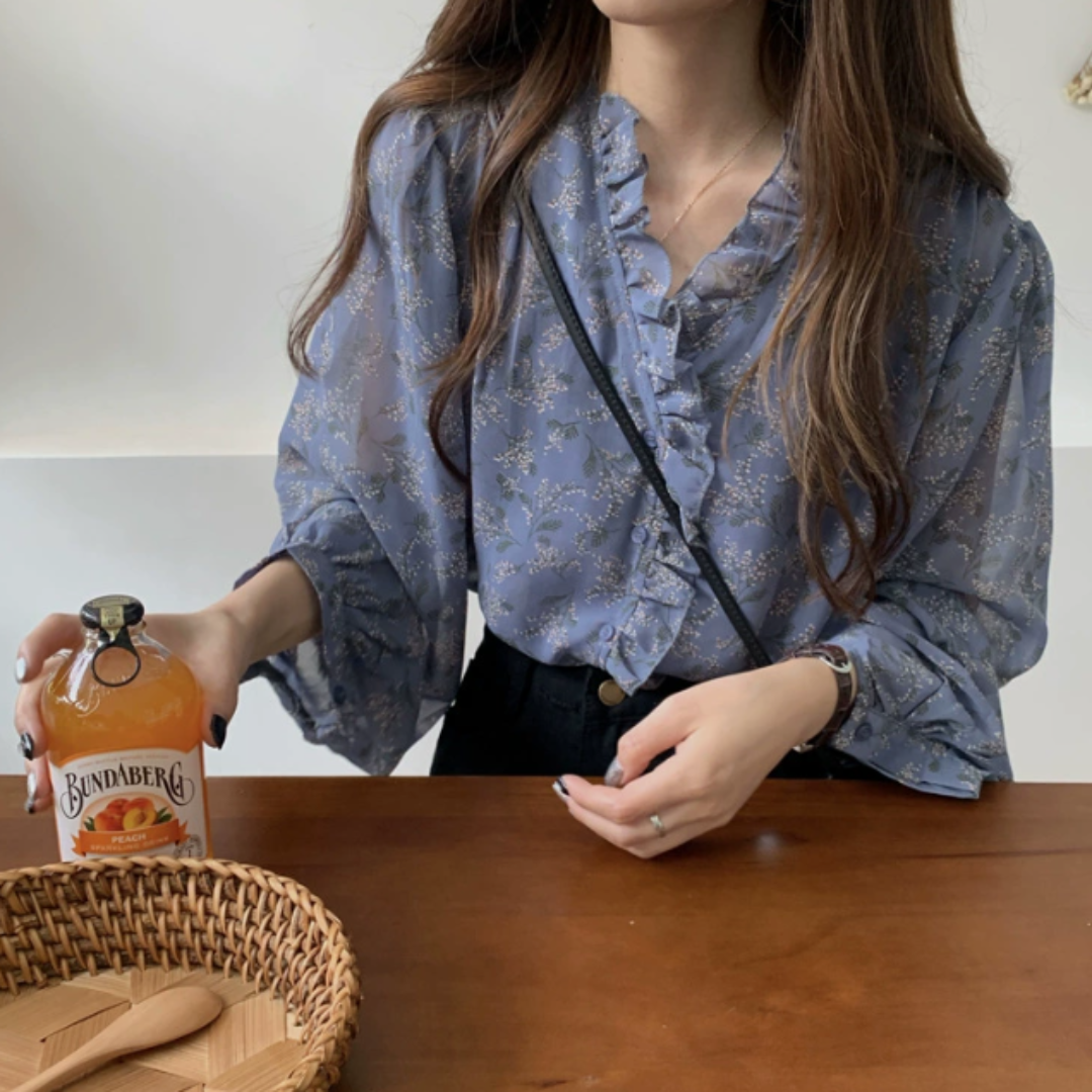 Elegant floral chiffon blouse N.24 (Inclusive of all taxes)