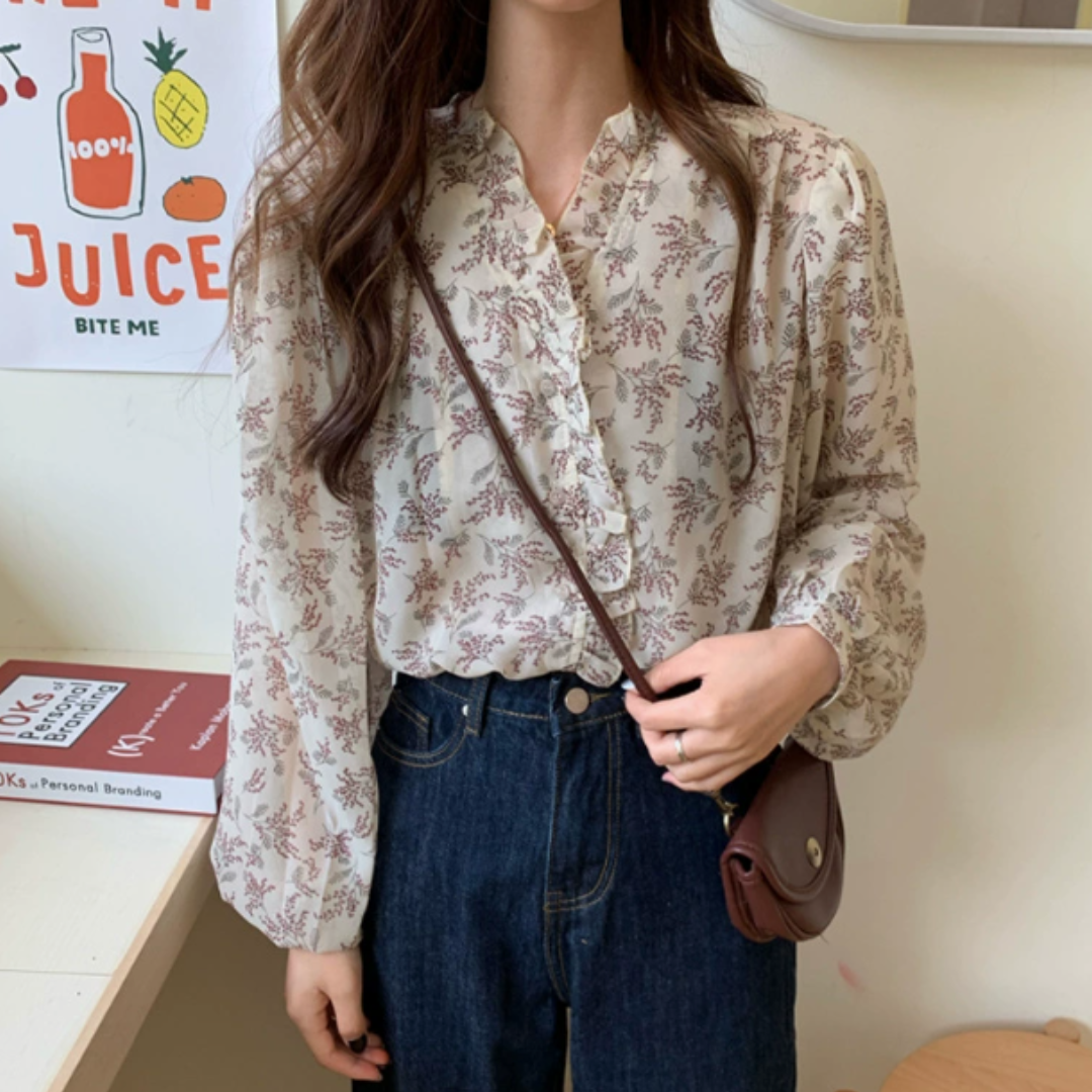 Elegant floral chiffon blouse N.24 (Inclusive of all taxes)