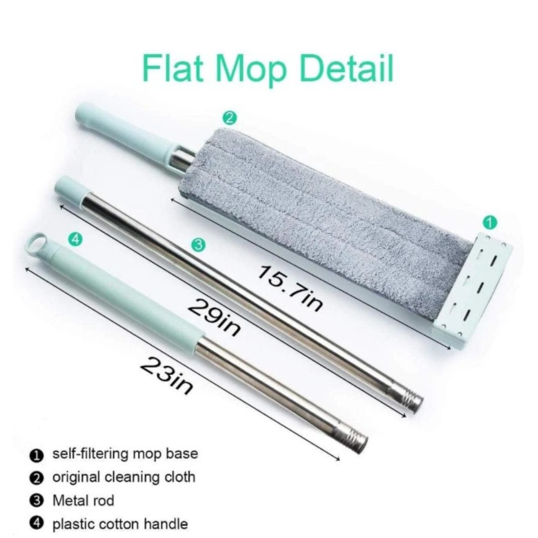 Flat Mop for Floor Cleaning – 360° Magic Slider Microfiber Squeeze Mop with Hands-Free Self-Wringing & 1 Refill Included