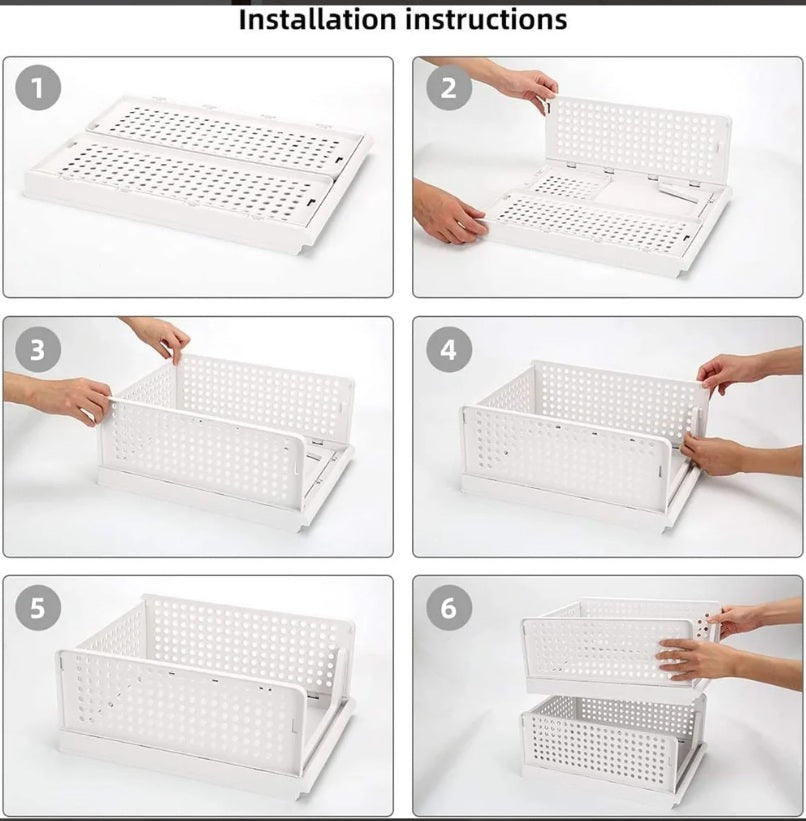 Set of 3, Stackable Wardrobe Organizer for Storage/Foldable Cupboard Organizer for Clothes(White)