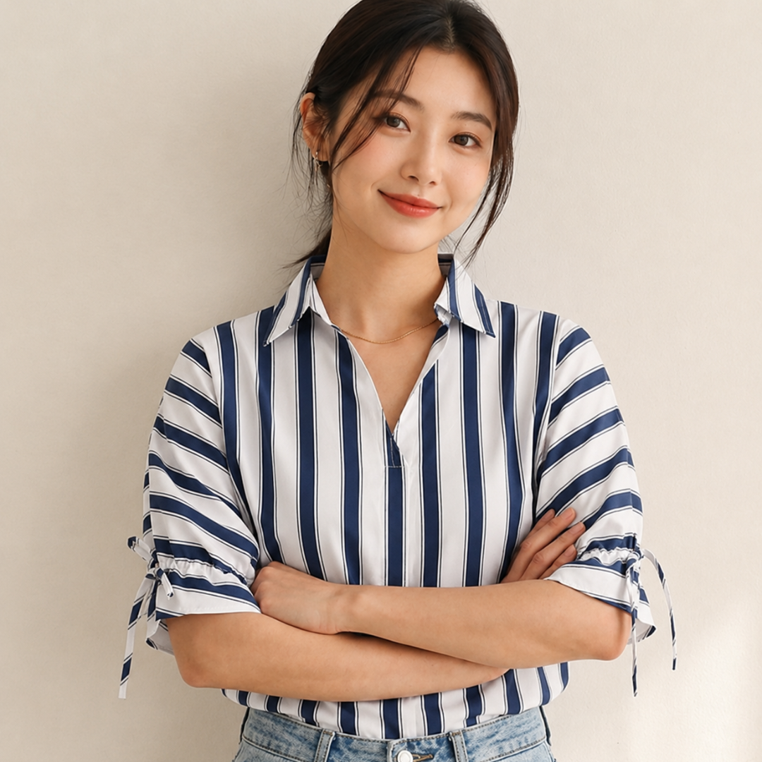 Korean Style Striped Blouse for Women N.13 (Inclusive of all taxes)