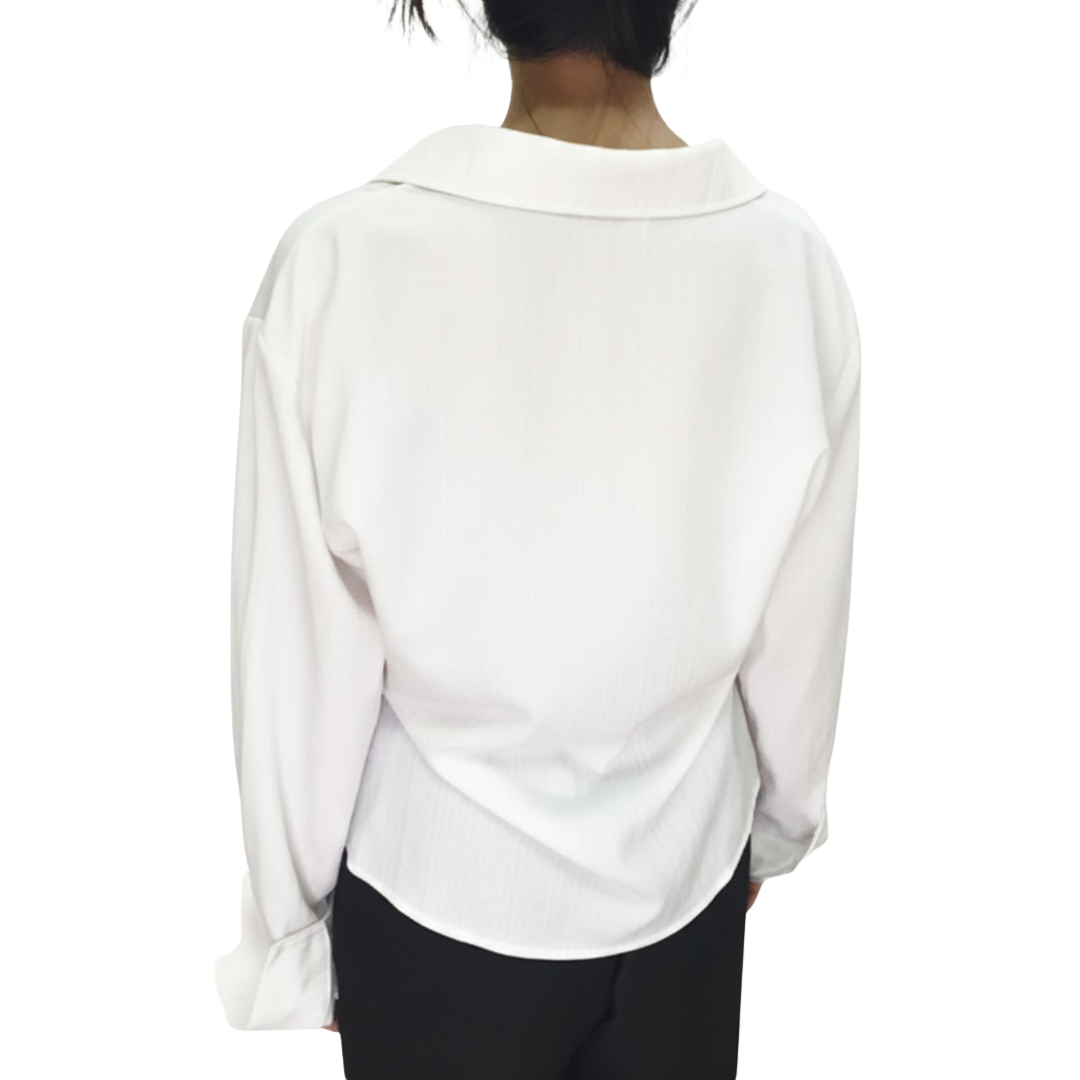 Korean Style Striped Asymmetrical Blouse for Women XL white N.12 (Inclusive of all taxes)