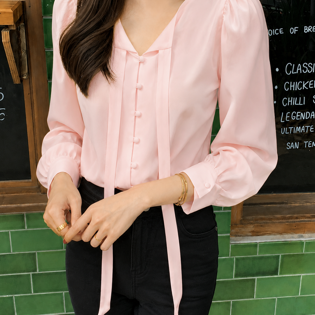 Women's Elegant Tie-Neck Top N.15 (Inclusive of all taxes)