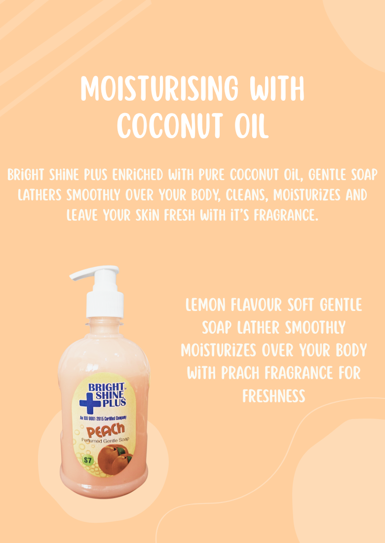 Bright Shine Hand Wash Liquid 500ml – Peach Fresh | Gentle on Hands, Removes Germs & Dirt