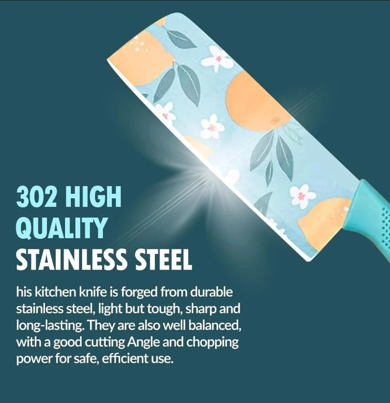 3-Piece Kitchen Knife Set – Stainless Steel Sharp Chef Knives with Food-Grade Coating (Color Random)