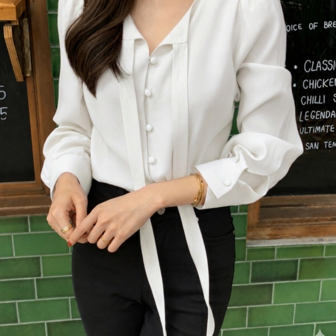 Women's Elegant Tie-Neck Top N.15 (Inclusive of all taxes)