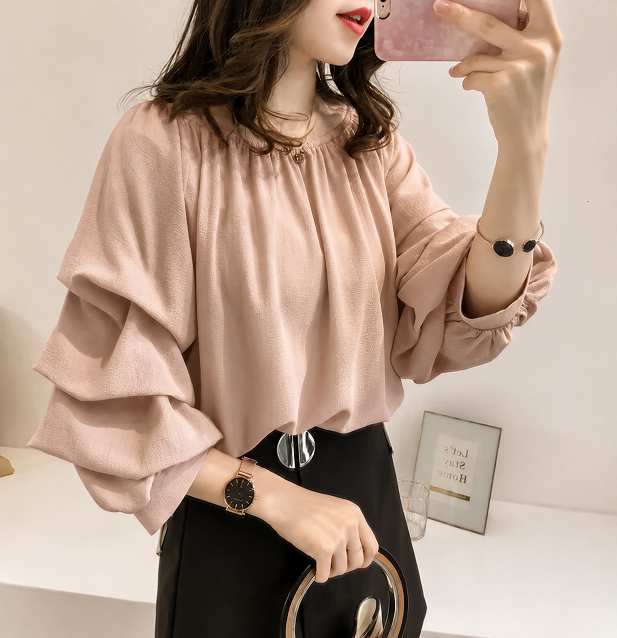 Korean Style Off Shoulder Chiffon Blouse for Women N.23 (Inclusive of all taxes)