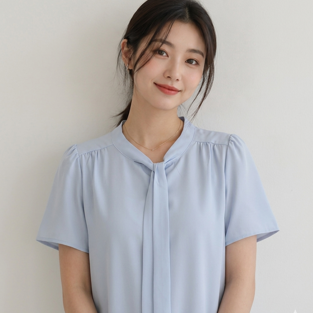 Women's Elegant Tie-Neck Chiffon Blouse No.7 S-M Size (Inclusive of all taxes)