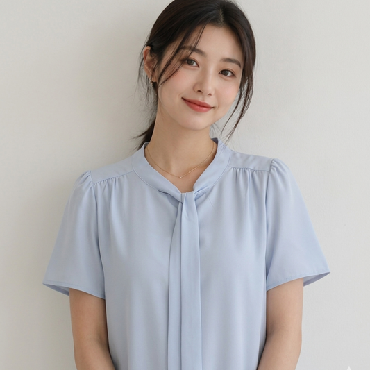Women's Elegant Tie-Neck Chiffon Blouse No.7 S-M Size (Inclusive of all taxes)