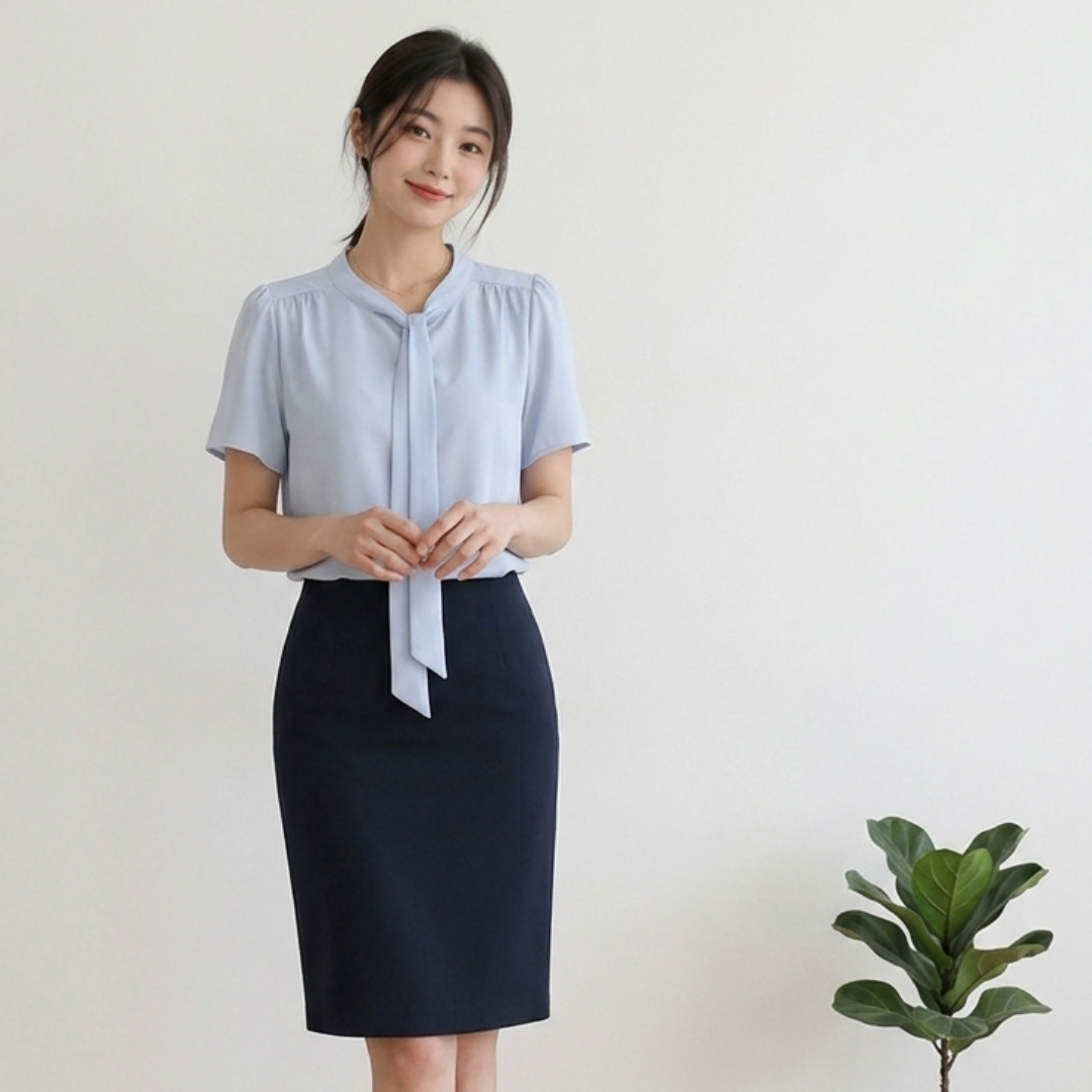 Women's Elegant Tie-Neck Chiffon Blouse No.7 S-M Size (Inclusive of all taxes)
