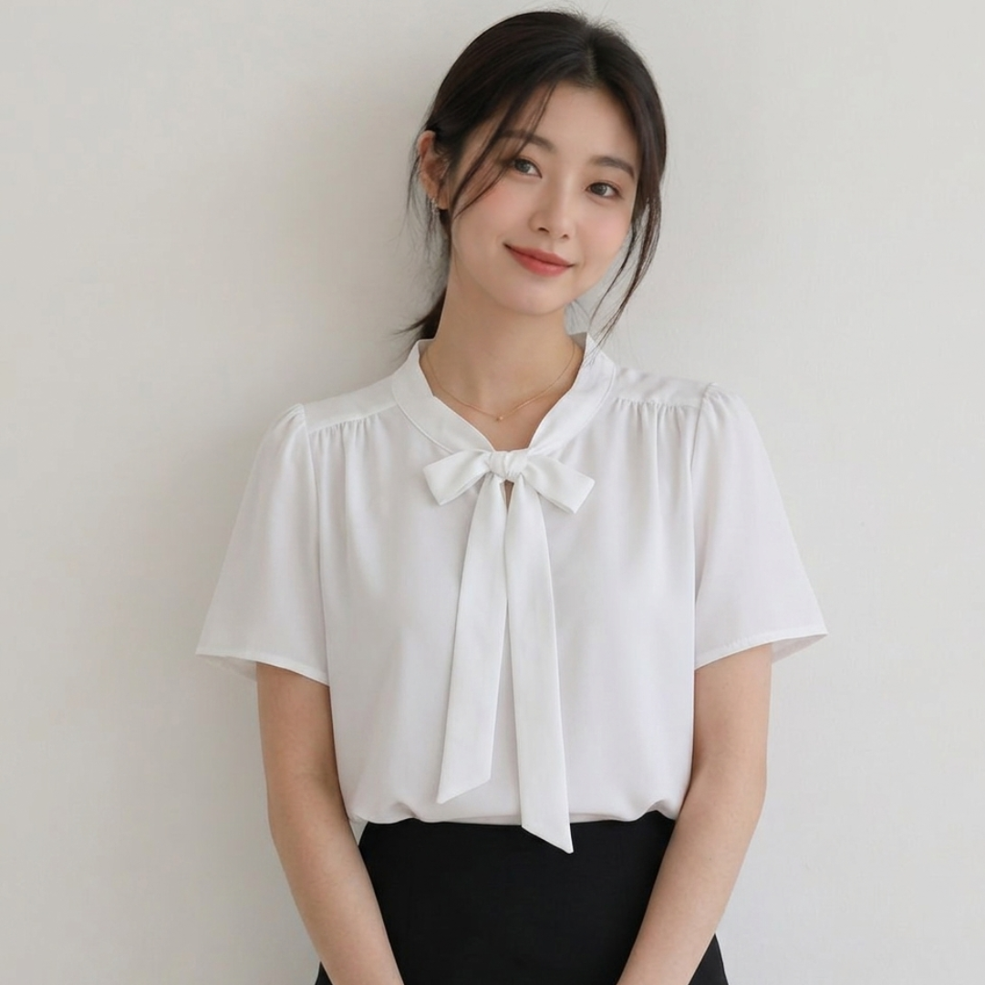 Women's Elegant Tie-Neck Chiffon Blouse No.7 S-M Size (Inclusive of all taxes)