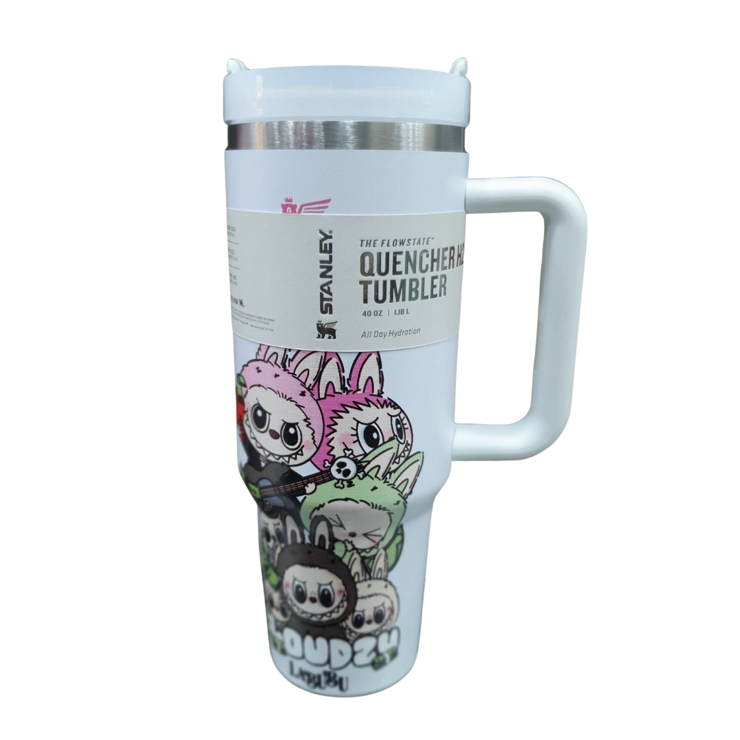 Labubu Stanley Tumbler 40oz | Double Wall Stainless Steel Vacuum Insulated Travel Mug | Leakproof, Keeps Drinks Hot & Cold | With Straw & Handle