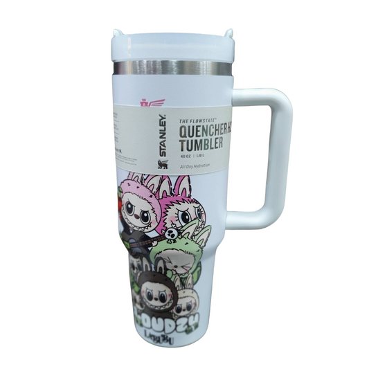 Labubu Stanley Tumbler 40oz | Double Wall Stainless Steel Vacuum Insulated Travel Mug | Leakproof, Keeps Drinks Hot & Cold | With Straw & Handle