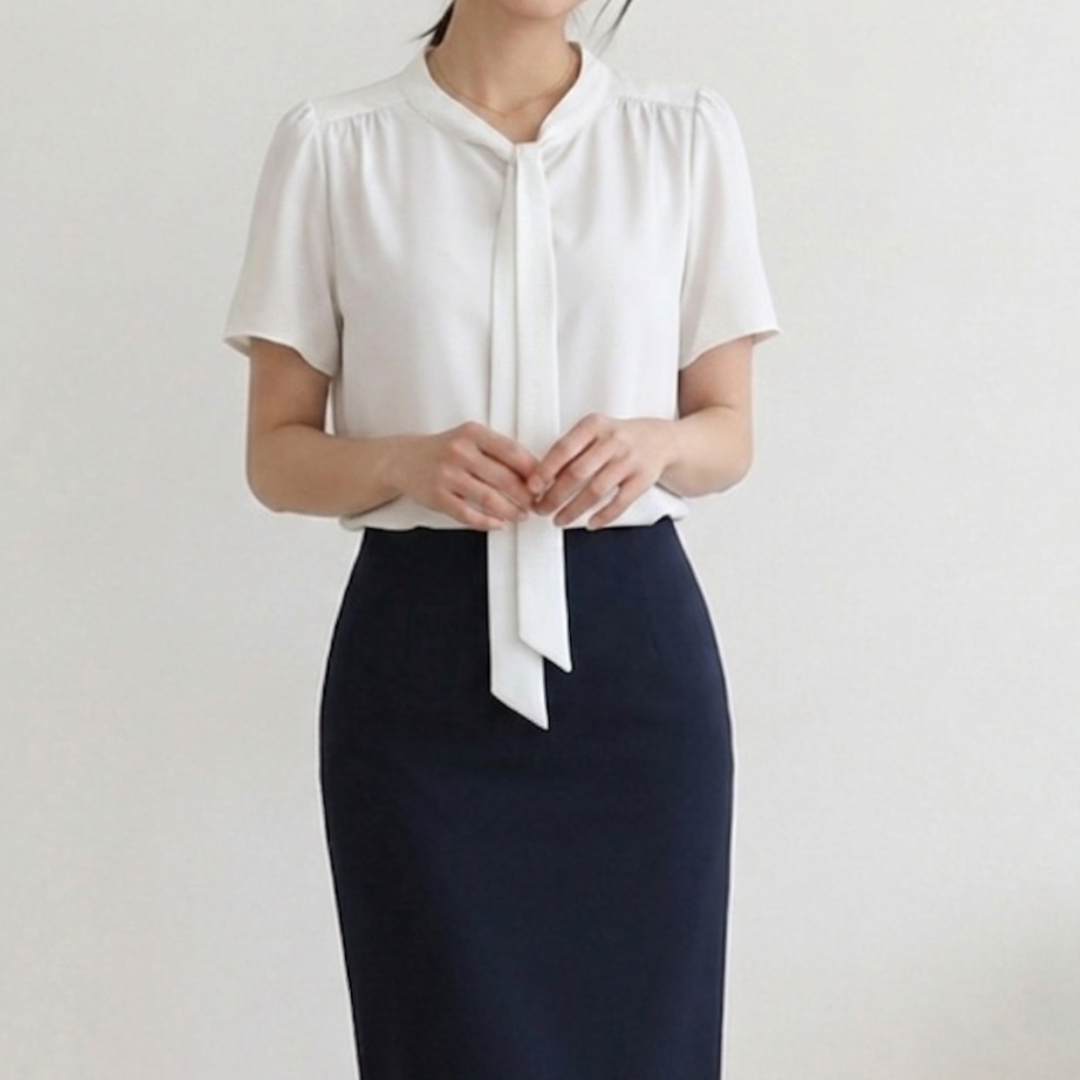 Women's Elegant Tie-Neck Chiffon Blouse No.7 S-M Size (Inclusive of all taxes)