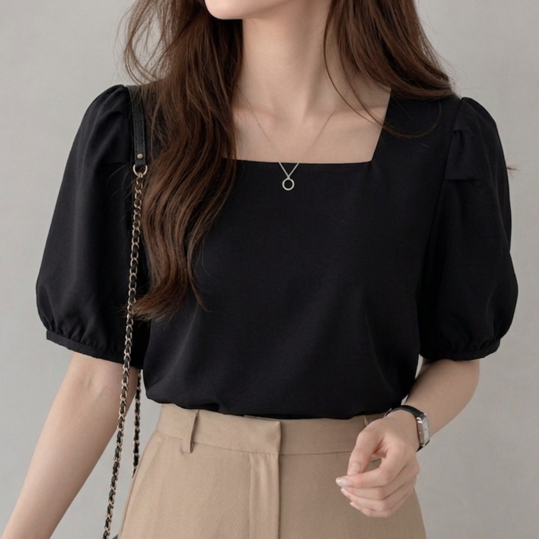 Women's Square Neck Puff Sleeve Top N.8 (Inclusive of all taxes)