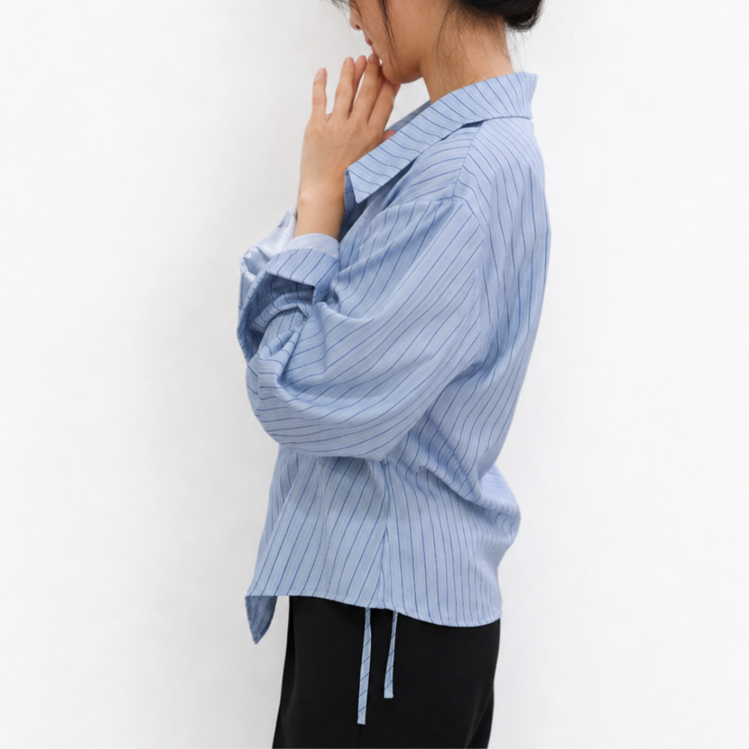 Korean Style Striped Asymmetrical Blouse for Women N.12 (Inclusive of all taxes)