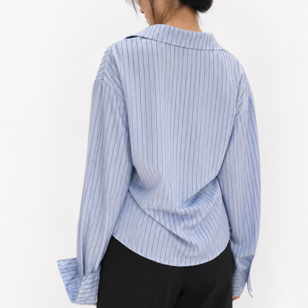 Korean Style Striped Asymmetrical Blouse for Women N.12 (Inclusive of all taxes)